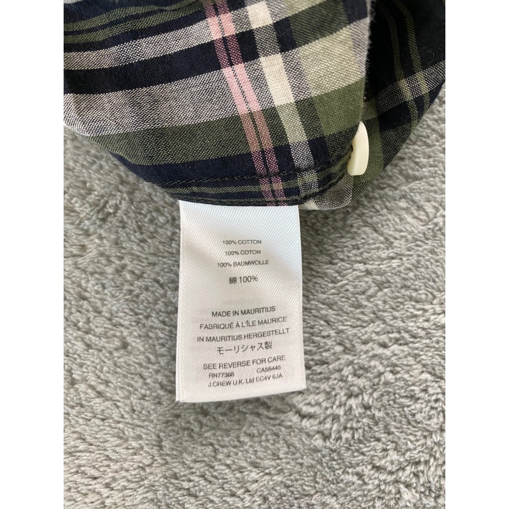 J.Crew Mens XL Slim Fit Indian Madras Plaid Button Down Shirt Navy Green Pink - Picture 11 of 12